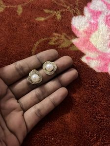 Stone With Pearl Earrings