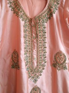 Peach Embroidered Kurta Set