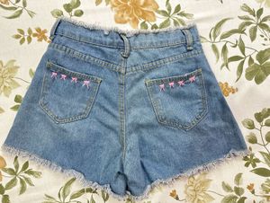 Denim Bow Embroidery Shorts🎀