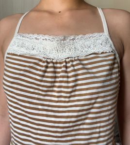 Brown And White Stripe Camisole