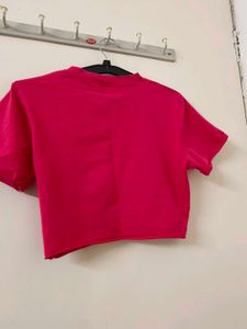 Pink Boxy Crop Top