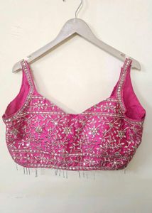 Hot Pink Embellished Crop Top/Blouse