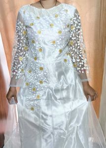 Elegant White & Gold Dress