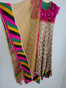 Ivory Ethnic Anarkali With Dupatta L-xl No Return