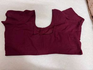 Beige Cotton Saree with Maroon Blouse