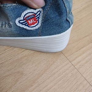 Korean Platform Distressed Denim shoes for ladies