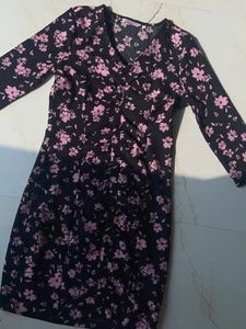 bodycon full sleeves ruched floral dress