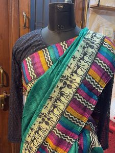Silk Green Saree With Stretchable Blouse