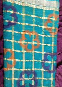 Teal & Gold Checkered Fabric