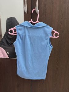 Blue Collared Tank Top