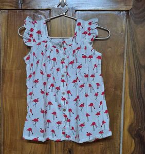 Cute Flamingo Print Frock ( Avl Sizes 2-7 Years)