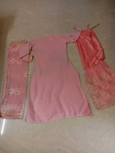 Pink  Embroidery Garara With Dupatta