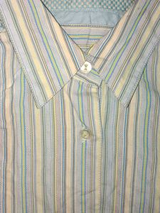 Striped Button-Up Shirt Blue Long (S)