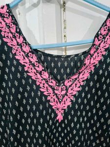 Pink &amp; Black Kurta Pant Set