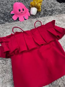 Red Ruffle Top