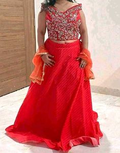 🔥❤️ Tomato Colour Off Shoulder Lahenga ❤️🔥