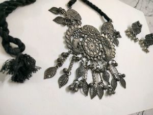 Black Polish Oxidise Jwellery Set
