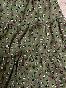Olive green floral dress