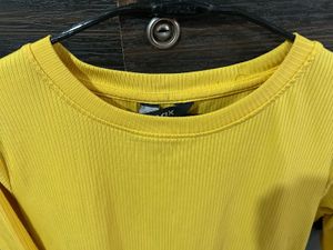 Ribbed Yellow Cropped Top