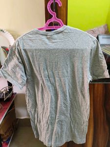 Zara Gray Striped Detail Tee