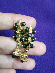 Green Jhumka Earrings