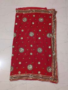 Red Embellished Saree
