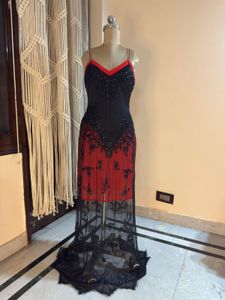 Elegant Red & Black Dress