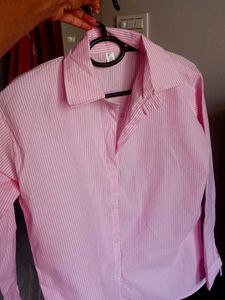 Pink White Lineing Shirt With Full Sleeve