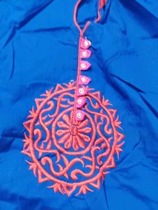 Blue &amp; Red Embroidered Kurti