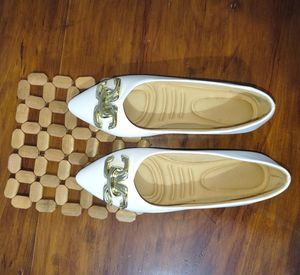 White Pointed Toe Ballerinas