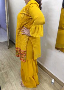 Mirror Work Short Kurta With Gharara