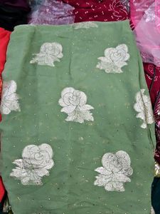 Green Ethnic  saree Georgette