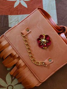 Peach Fringed Crossbody Bag