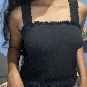Black Smocked Tank Top