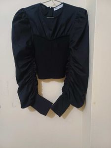 Zara Black Puff Sleeve Top