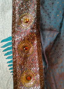 dhoopchav colour saree with sequence border