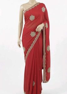 Red Heavy Pearl Work Wedding Saree for Sale