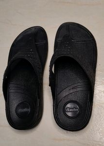 Bata Women black embellished thong slippers