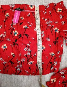 Red Floral Off-Shoulder Top