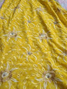 Yellow Sareewith Silver Sides