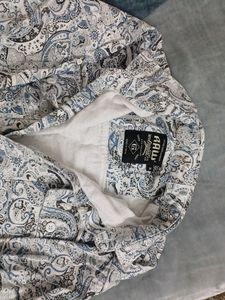 White Printed Shacket For Men
