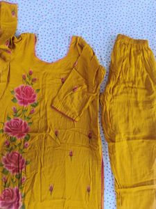 Hand-Painted Floral Kurta Set