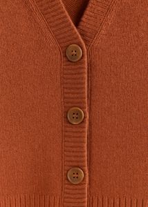 Premium Ribbed Crop Cardigan in Rust Brown