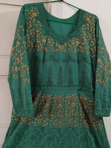 Elegant Green Ethnic Gown With Duppatta