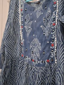 Elegant Blue Printed Short Kurta