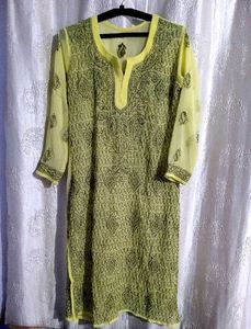 Yellowish Green Chikankari Kurta