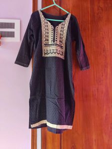 Golden Yoke Black Kurta
