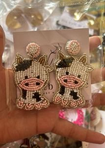 Cute Cow Beaded Earrings
