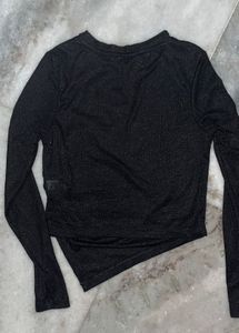Black Long Sleeve Crop Top