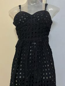 ZARA branded padded cute Black Eyelet Dress